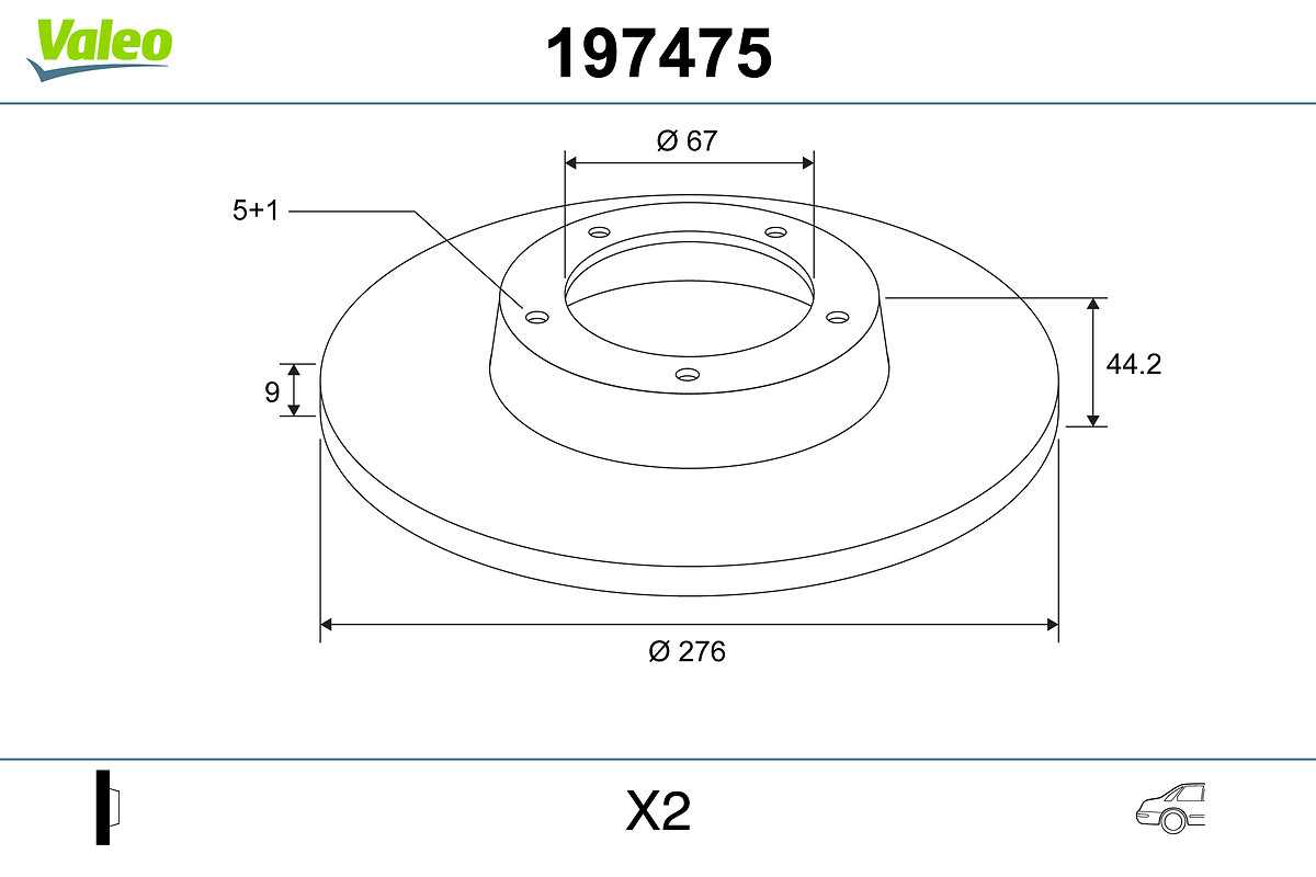 VALEO 197475 Bromsskiva